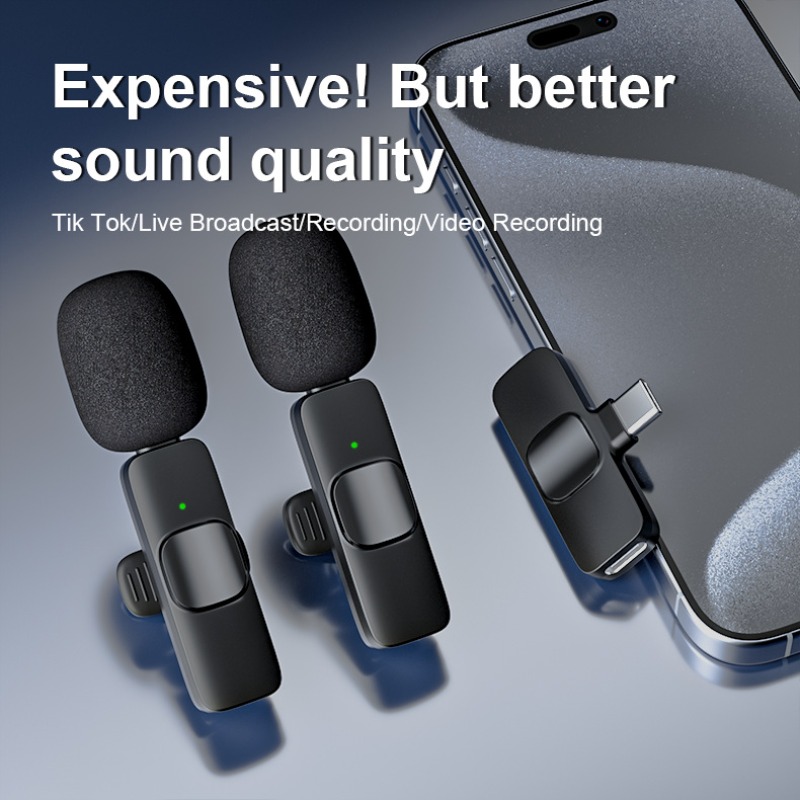 Condenser Microphone Kit - Wireless Lavalier Microphone 2.4G Portable Audio