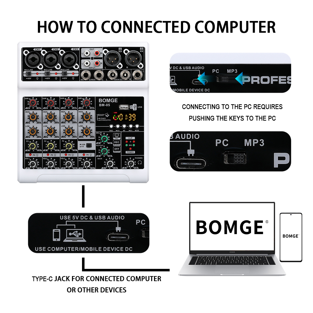 BOMGE 5 channels Audio mixer p - đánh giá và giá Usb Sound Card