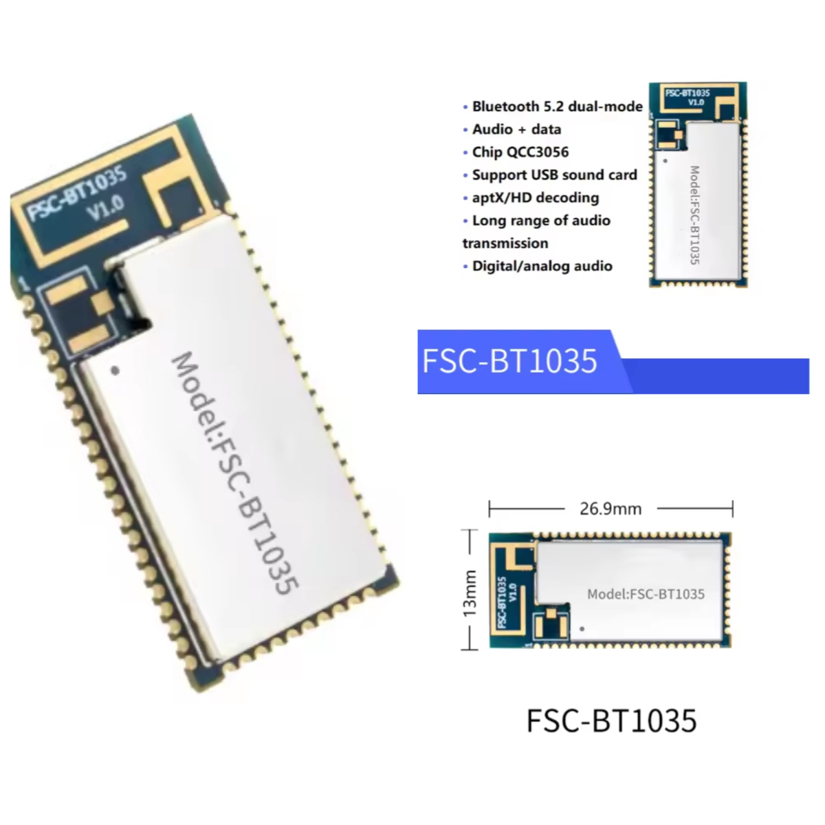 FSC-BT1035 module QCC3056 chip - đánh giá và giá Usb Sound Card