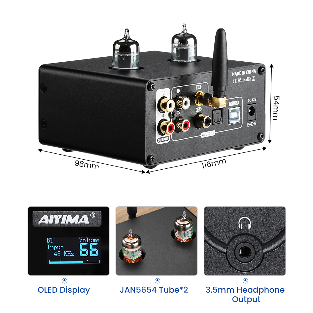 AIYIMA Audio Tube-T10 Decoder  - đánh giá và giá Es9018 Dac